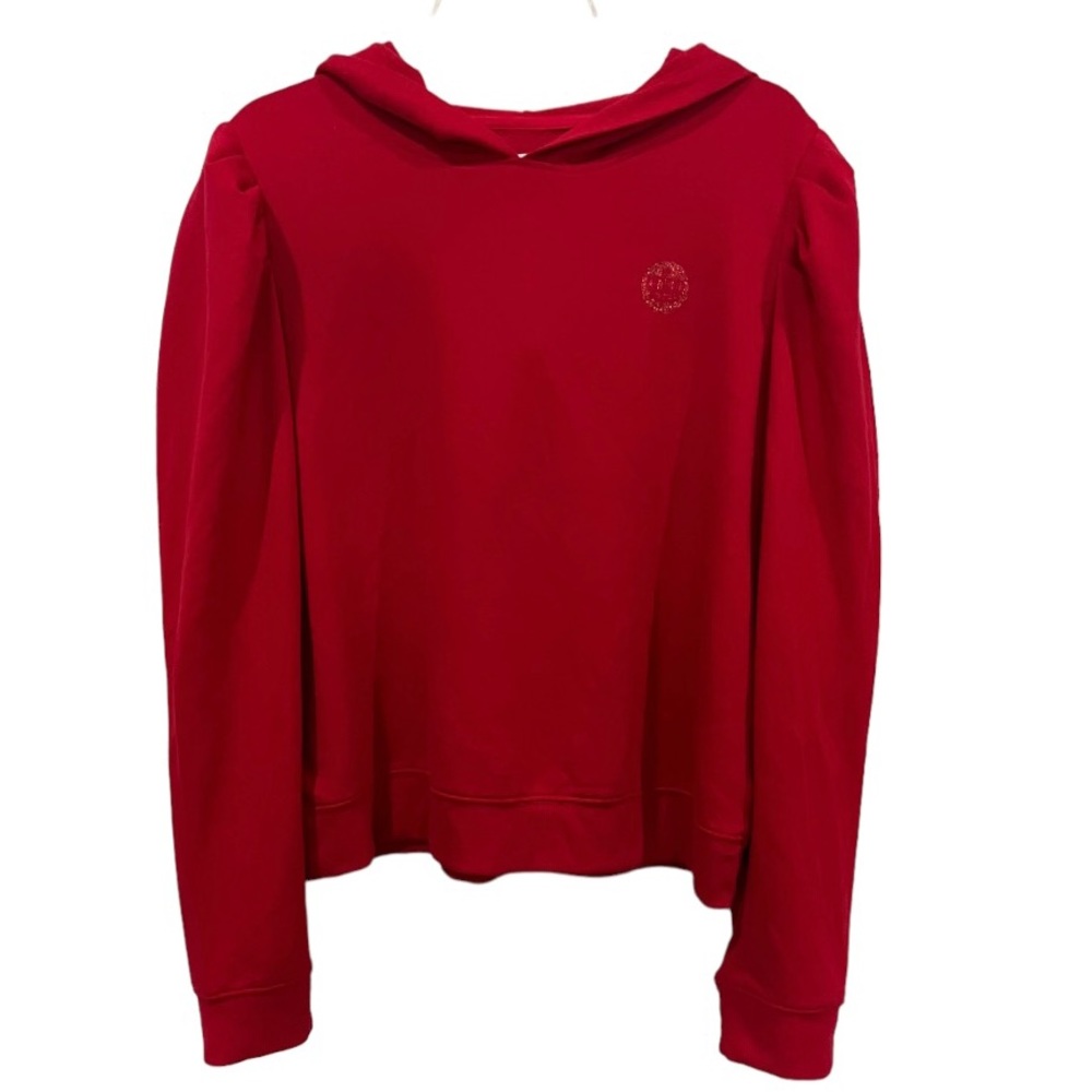 Juicy Couture red puff sleeve logo red hoodie sweatshirt size XL